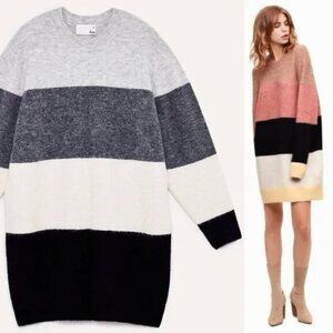 BNWT Aritzia Wilfred Cream Grey Black Cipriana Alpaca Wool Blend Sweater Dress